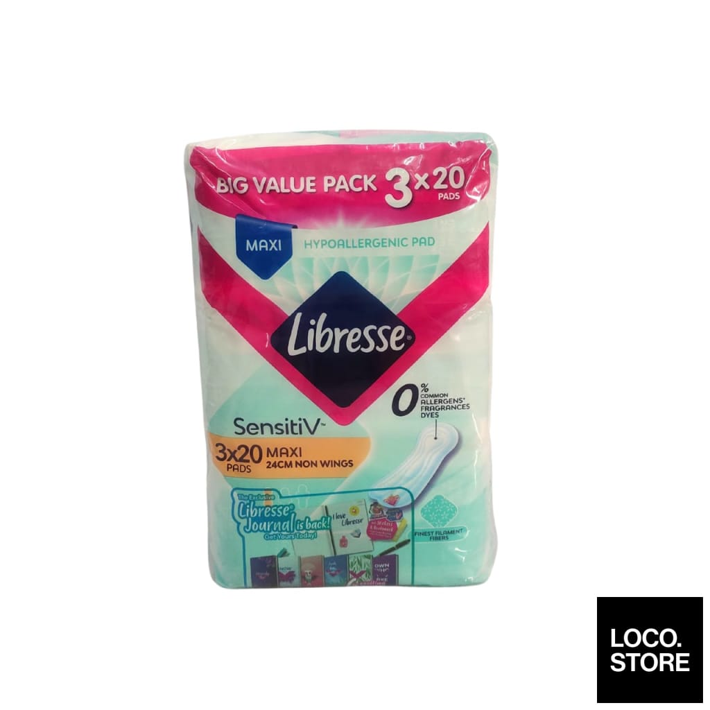 Libresse Feminine Pads Sensitiv Maxi Non Wing 24cm Big Value Pack 3x20 –  Loco Store