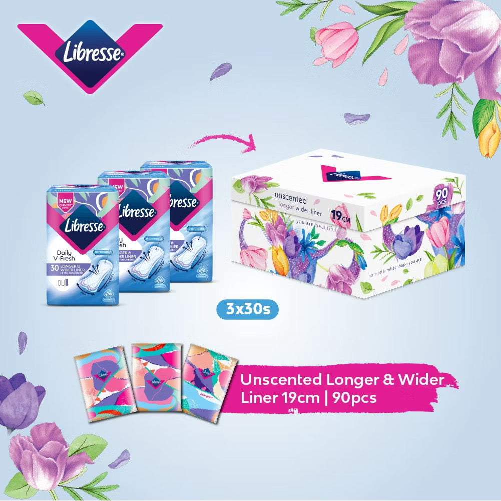 Libresse Long & Wide Slim Panty Liner 19cm (3x30) Box Edition