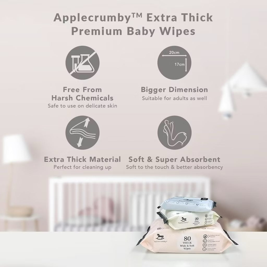 Applecrumby Extra Thick Honey Baby Wipes 80Sx2 Twin Pack