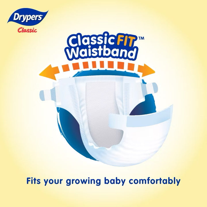Drypers Classic Baby Diapers Mega (Tape) NB78/S70/M54/L50/XL44/XXL40