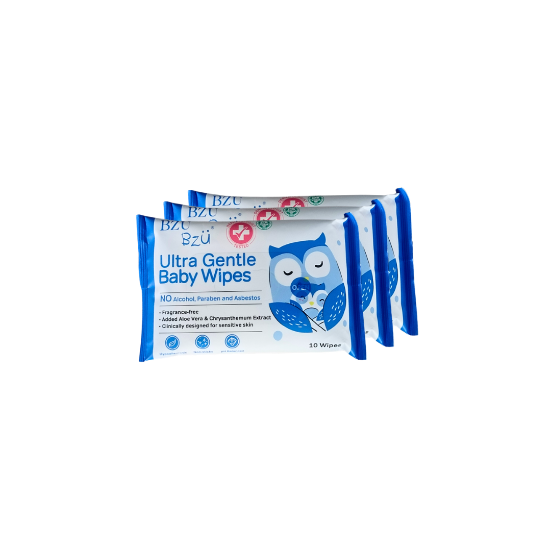 BzuBzu Ultra Gentle Baby Wipes 10 Wipes X3 Value Pack