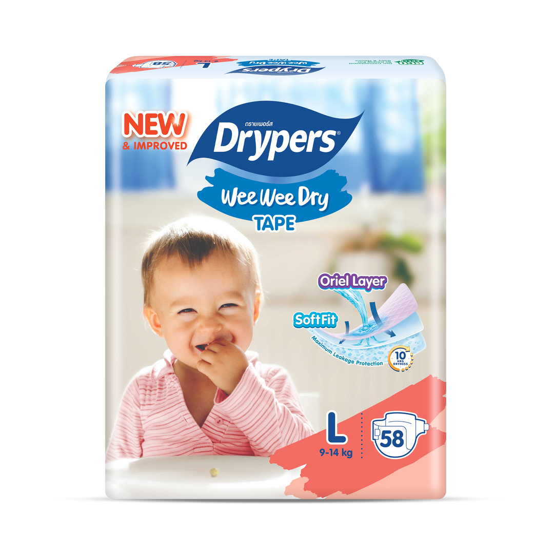 Drypers Wee Wee Dry Baby Diapers Mega Pack (Tape) SoftFit Comfort NB60/NB80/S80/M60/L58/XL50/XXL40