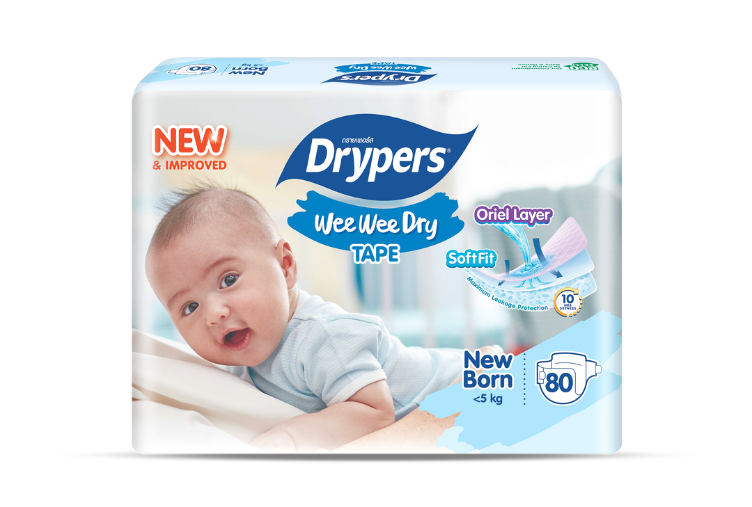 Drypers Wee Wee Dry Baby Diapers Mega Pack (Tape) SoftFit Comfort NB60/NB80/S80/M60/L58/XL50/XXL40