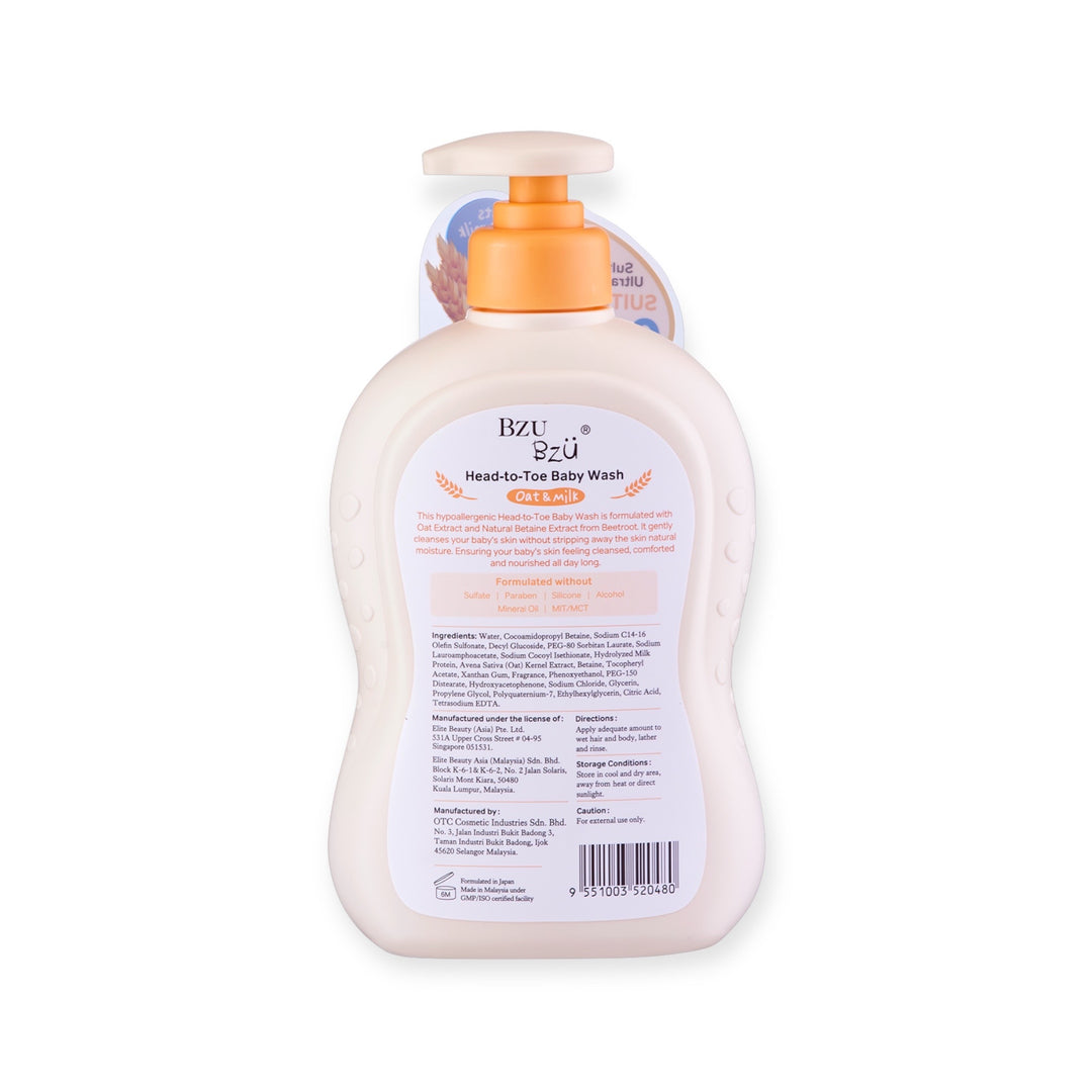 BzuBzu Baby Head-To-Toe Wash Oat+ Milk 600ML