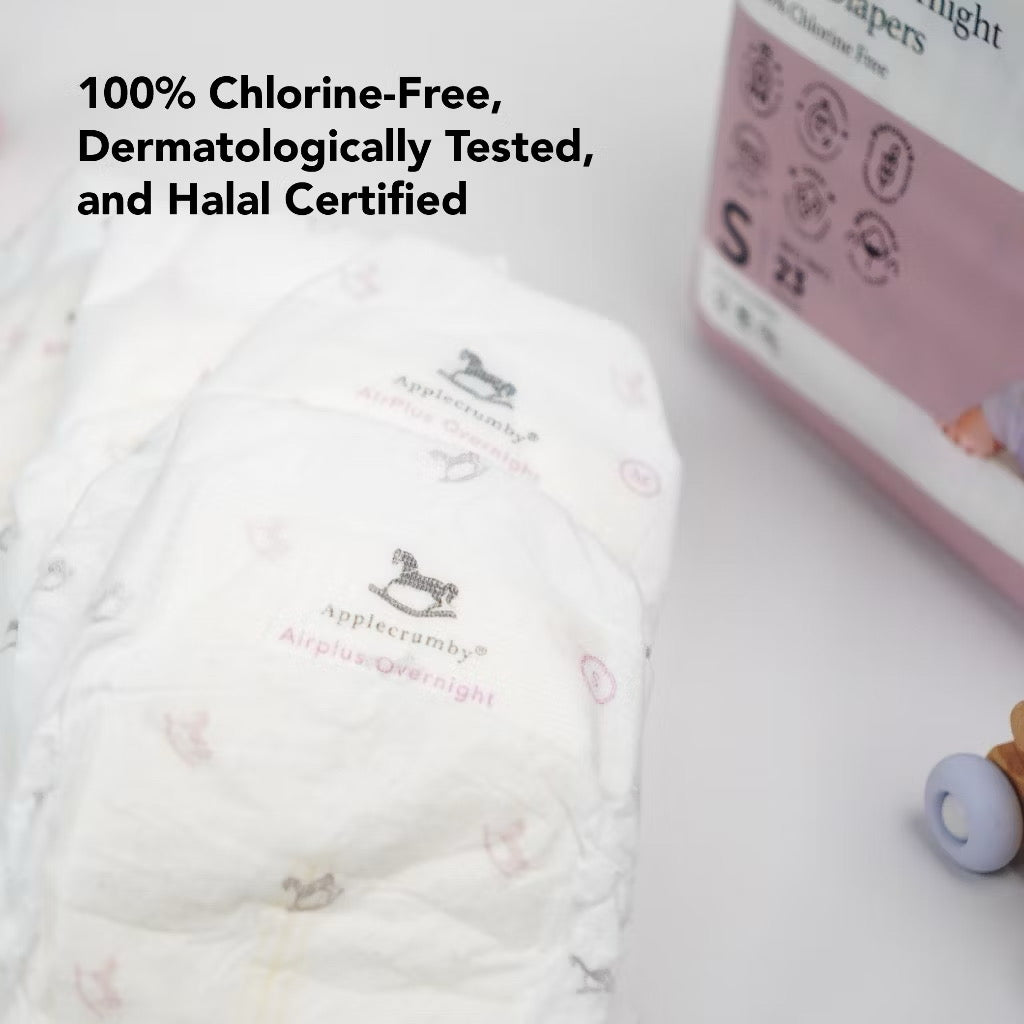 Applecrumby Airplus Overnight Tape Baby Diapers Breathable Ultra Absorbent NB20/S52+4/M48+4/L44+4/XL38+4