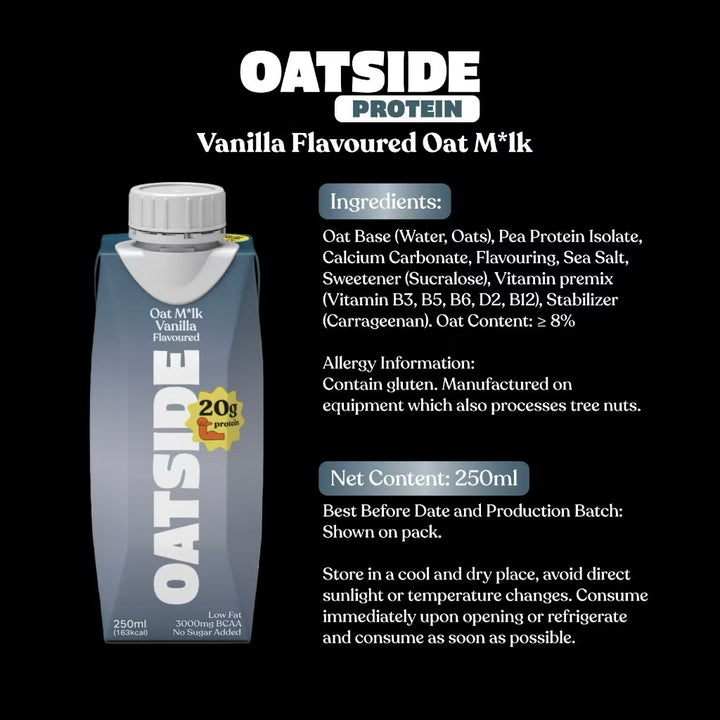 Oatside Protein Oat Milk 250ml (Pack of 6) Plant-Based Protein Oat Drink for Everyday Use