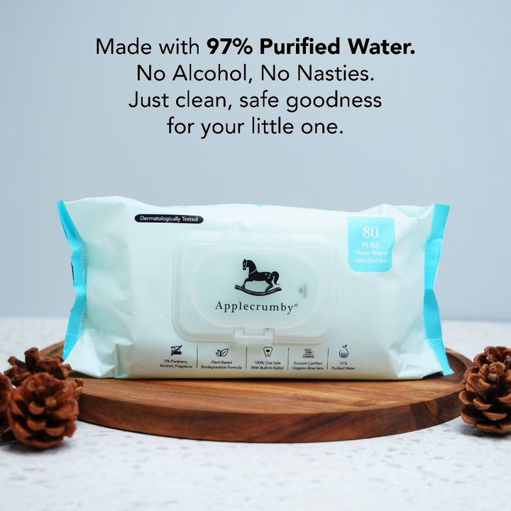 Applecrumby Pure Water Wipes 80Sx2 Twin Pack