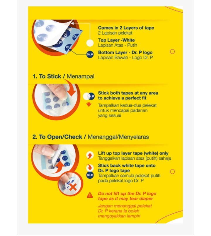 Dr.P by TENA Basic Adult Incontinence Diapers (Tape) — Comfortable Protection for Daily Use - M10/L8/XL8