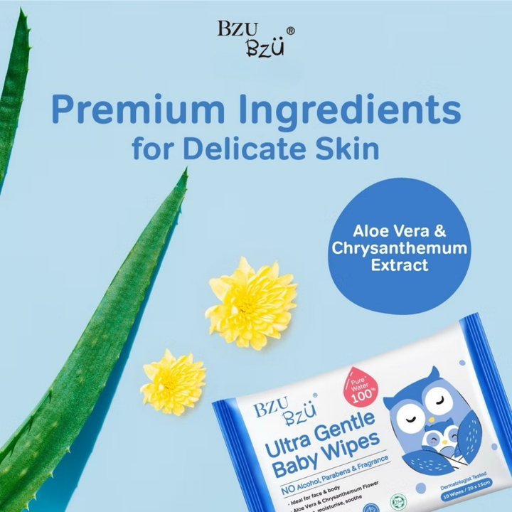 BzuBzu Ultra Gentle Baby Wipes 30 Wipes