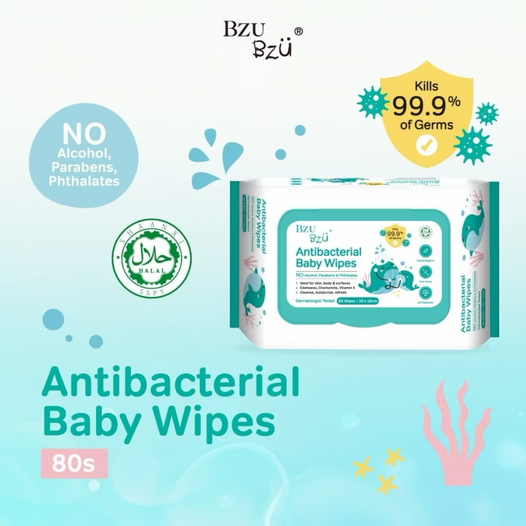 BzuBzu Antibacterial Baby Wipes 80 Wipes Value Pack