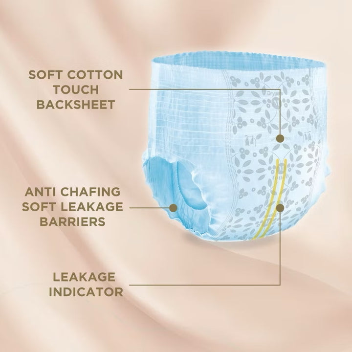 Drypers Touch Baby Diapers (Pants) Mega Pack - Extended Use and Superior Comfort - M44/L38/XL34/XXL30