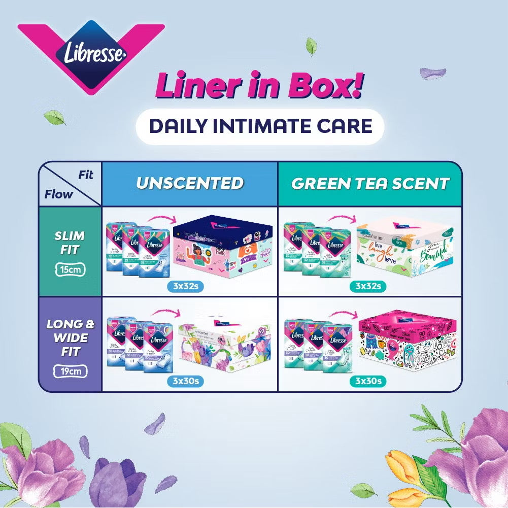 Libresse Long & Wide Slim Panty Liner 19cm (3x30) Box Edition