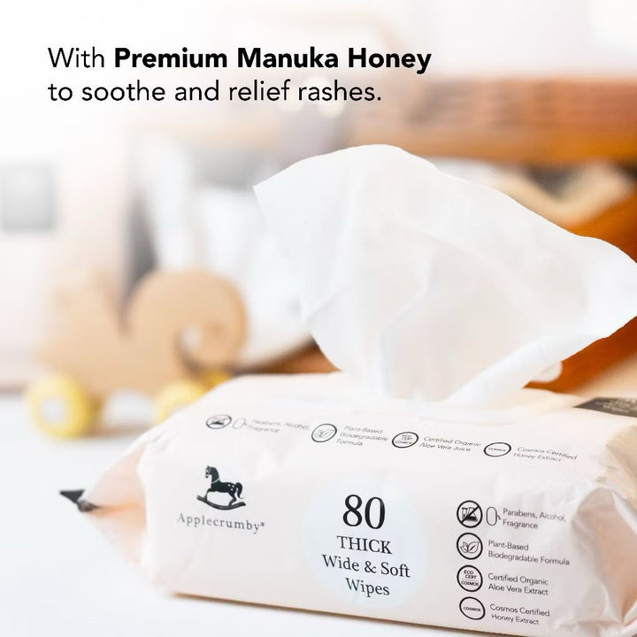 Applecrumby Extra Thick Honey Baby Wipes 80Sx2 Twin Pack