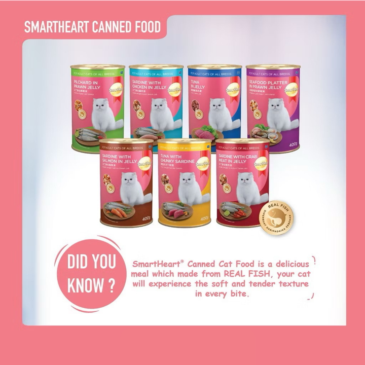 Smart Heart Cat Canned Food Sardine With Salmon In Jelly 400g