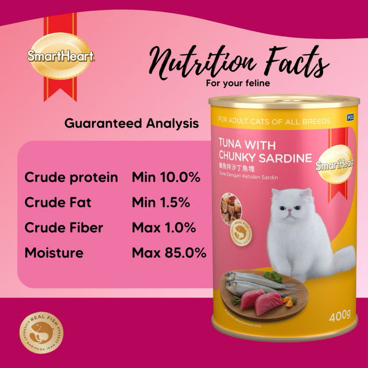 Smart Heart Cat Canned Food Tuna & Chunky Sardine 400g