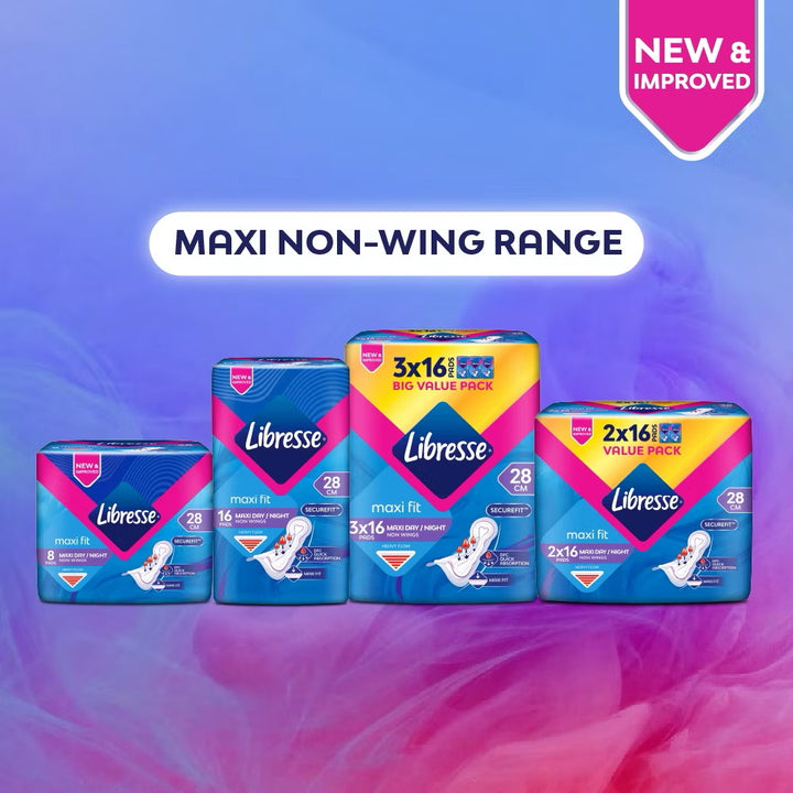 Libresse Feminine Pads Maxi Non Wing 28cm Big Value Pack 3x16s
