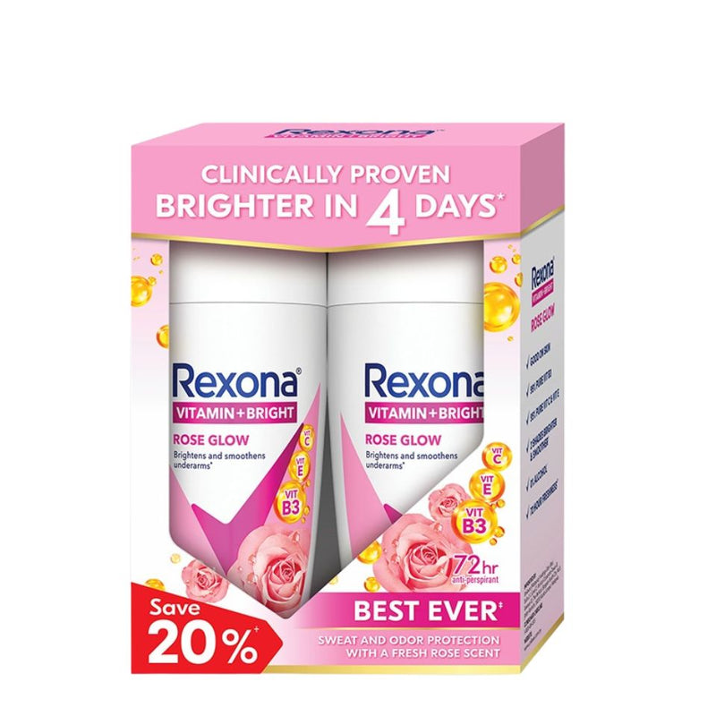 Rexona Deodorant Roll-On Women Rose Glow (Twin Pack) 45ml x 2