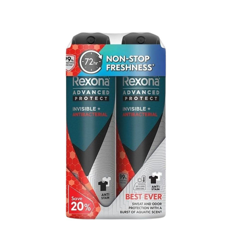 Rexona Deodorant Spray Men - Invisible + Antibac (Twin Pack) 135ml X 2