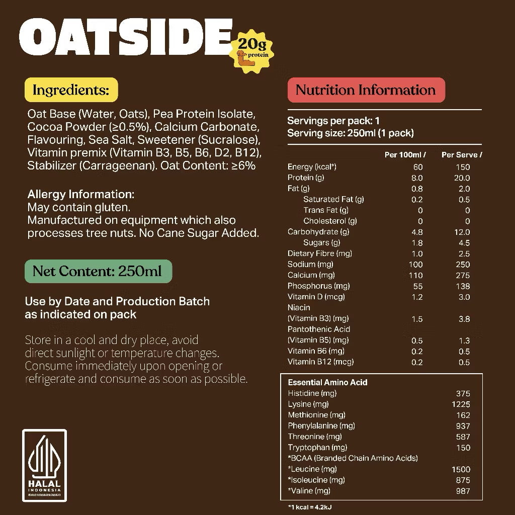 Oatside Protein Oat Milk 250ml (Pack of 6) Plant-Based Protein Oat Drink for Everyday Use