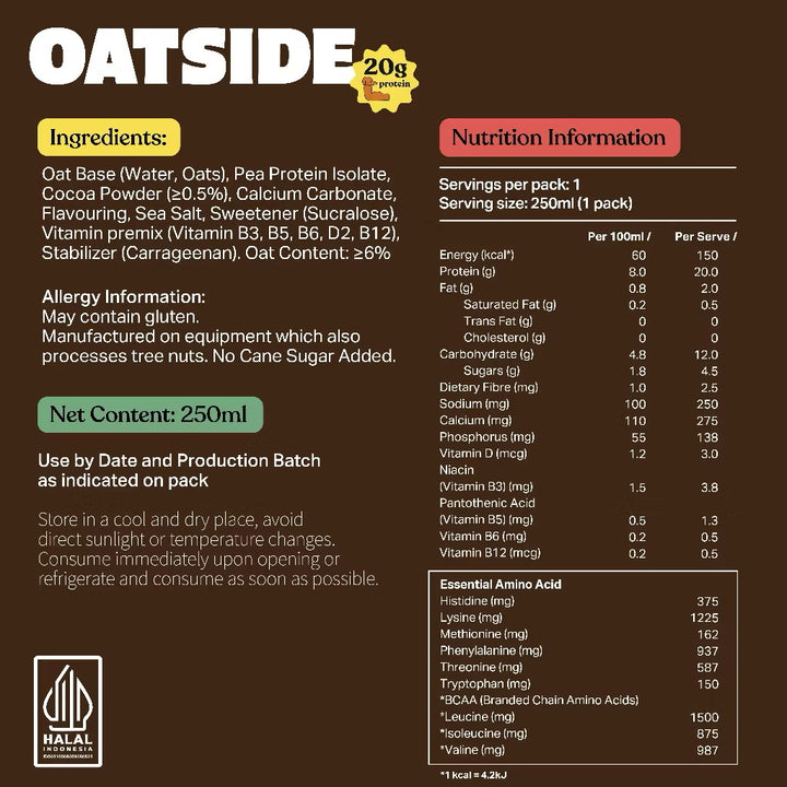 Oatside Protein Oat Milk 250ml (Pack of 6) Plant-Based Protein Oat Drink for Everyday Use