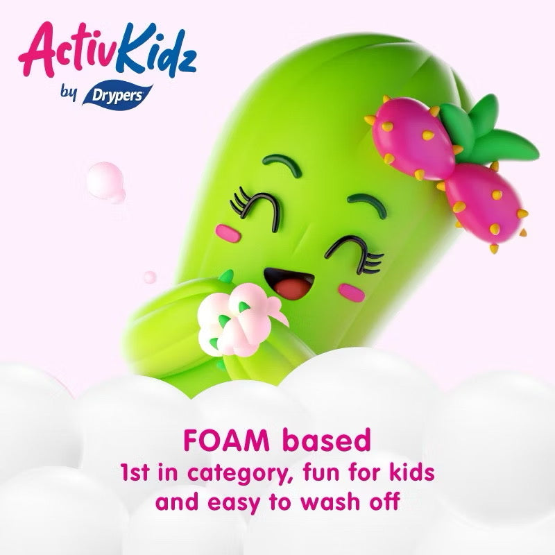 Drypers ActivKidz Antibac Moistfoam Hand Wash Prickly Pear and Fruity Fresh 200ml
