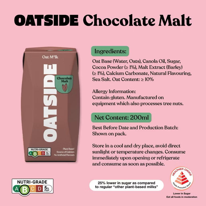 Oatside Chocolate Malt Oat Milk 200ML (Pack of 3)