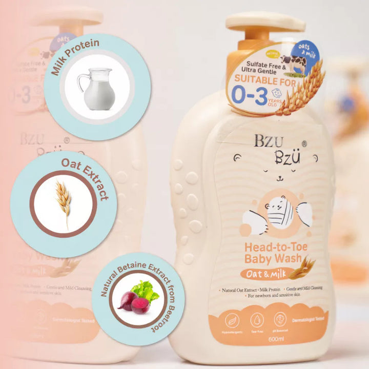 [GWP] BzuBzu Head-to-Toe Baby Wash Oat+Milk 13ml Trial Pack