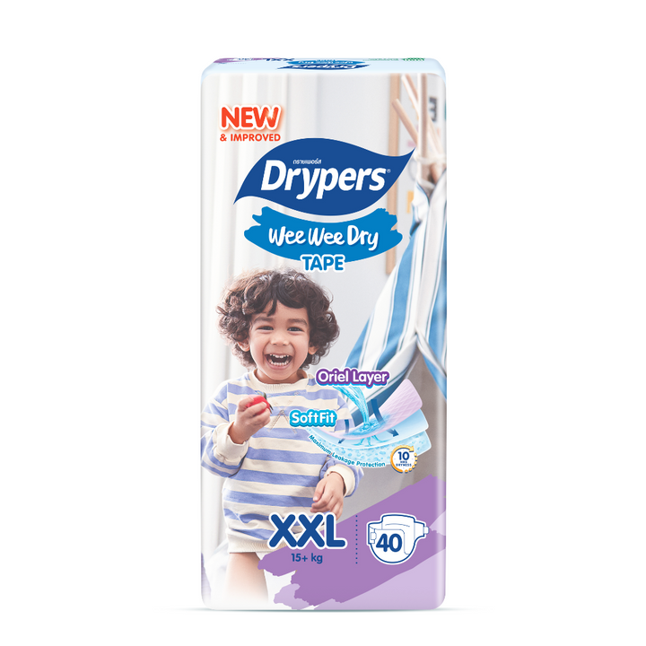 Drypers Wee Wee Dry Baby Diapers Mega Pack (Tape) SoftFit Comfort NB60/NB80/S80/M60/L58/XL50/XXL40