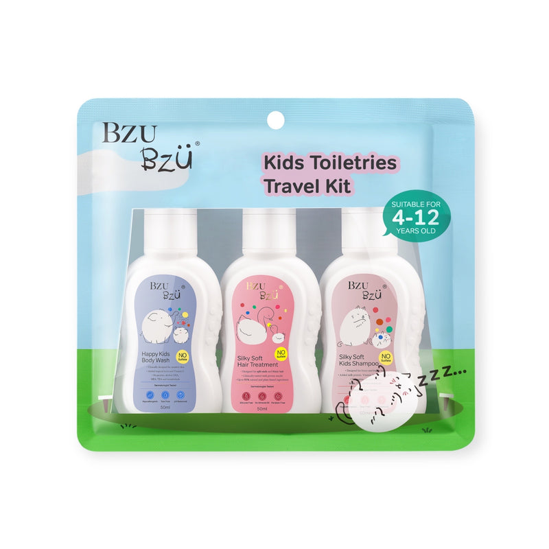 BzuBzu Kids Travel Kit Shampoo 50ML + Hair Treatment 50ML + Body Wash 50ML