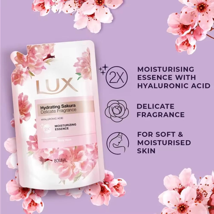 Lux Liquid Body Wash Hydrating Sakura Refill 800ml