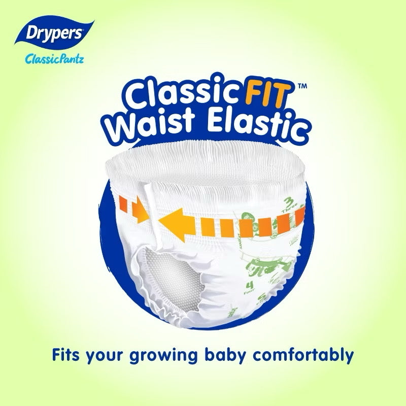 Drypers ClassicPantz Baby Diapers Mega (Pants) for Comfort and Secure Fit - M58/L48/XL44/XXL36