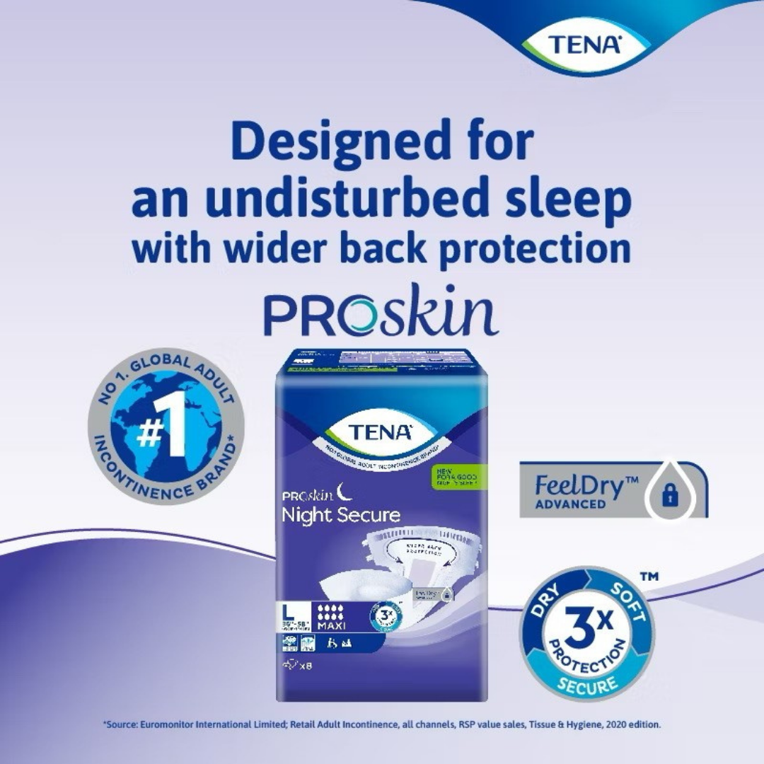 Tena Discreet Incontinence Pads Night Wing 32cm 20s