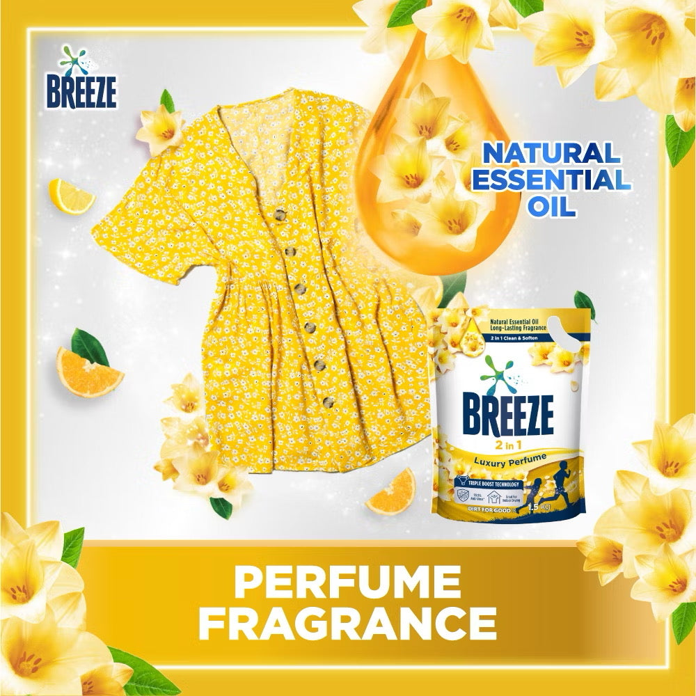 Breeze Liquid Laundry Detergent 1.5kg Refill Pack or Clothes Washing