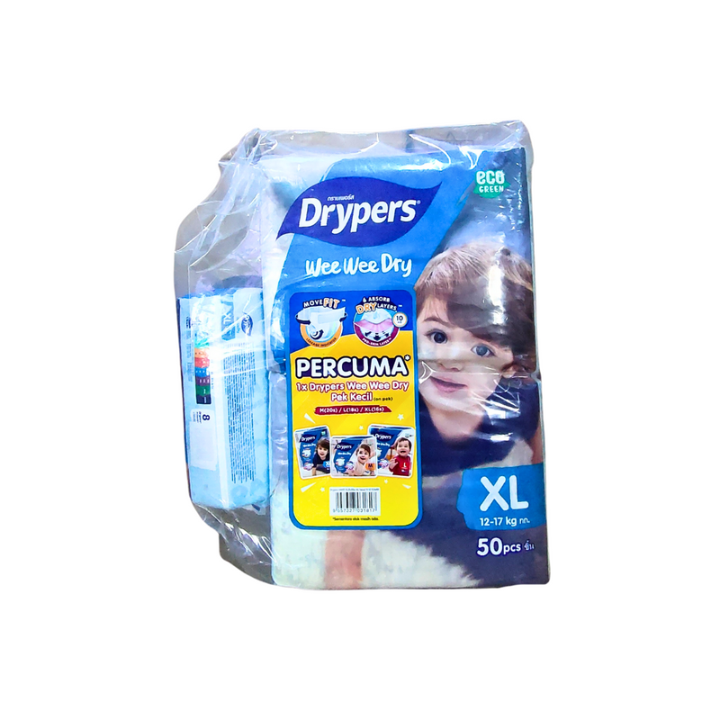 Drypers Wee Wee Dry Mega XL  2x 50s Free XL16s Twin Pack Bundle [116 pieces]