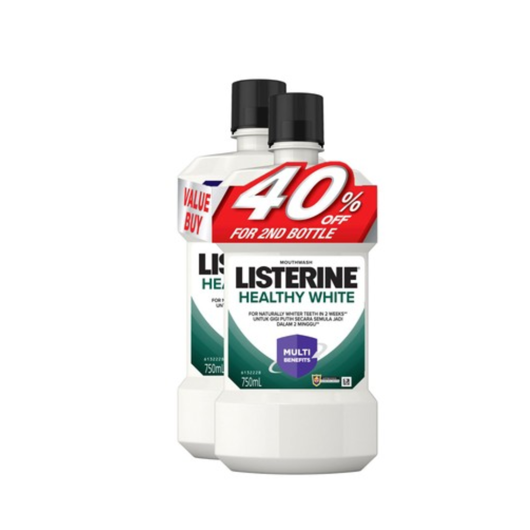 Listerine Healthy White 750ml Twin Pack