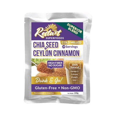 RESTART/240g/ Cold Milled Chia Seed & Ceylon Cinnamon...SUPERIOR BLEND [BUNDLE x 2 Packs 48 Servings]
