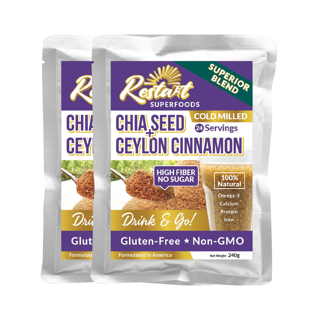 RESTART/240g/ Cold Milled Chia Seed & Ceylon Cinnamon...SUPERIOR BLEND [BUNDLE x 2 Packs 48 Servings]