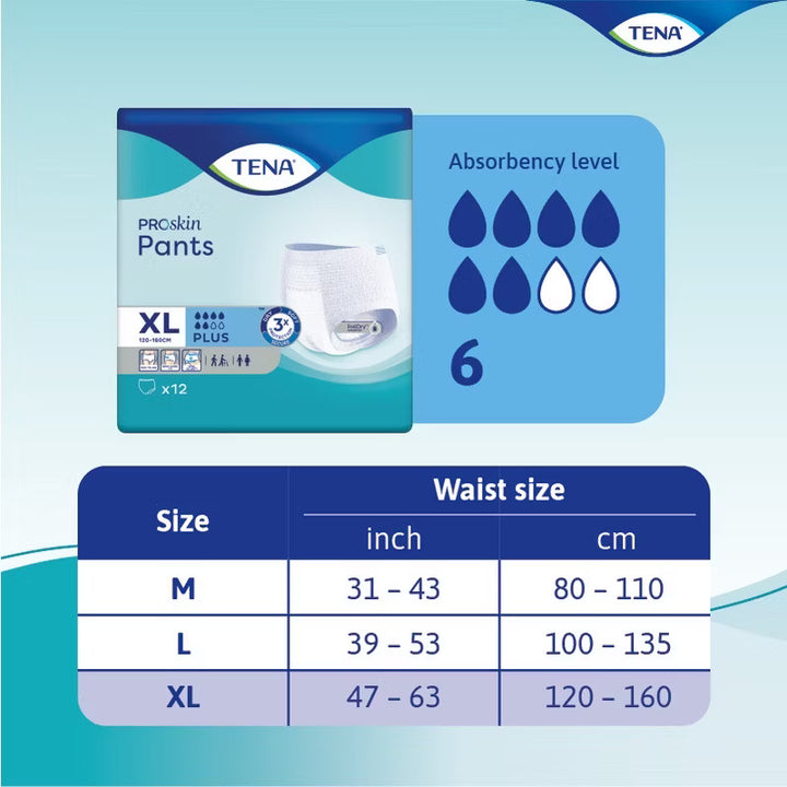 TENA Pants Plus Incontinence Pull-Up Pants for Adults — Premium Protection and Comfort - M9/L8/XL12