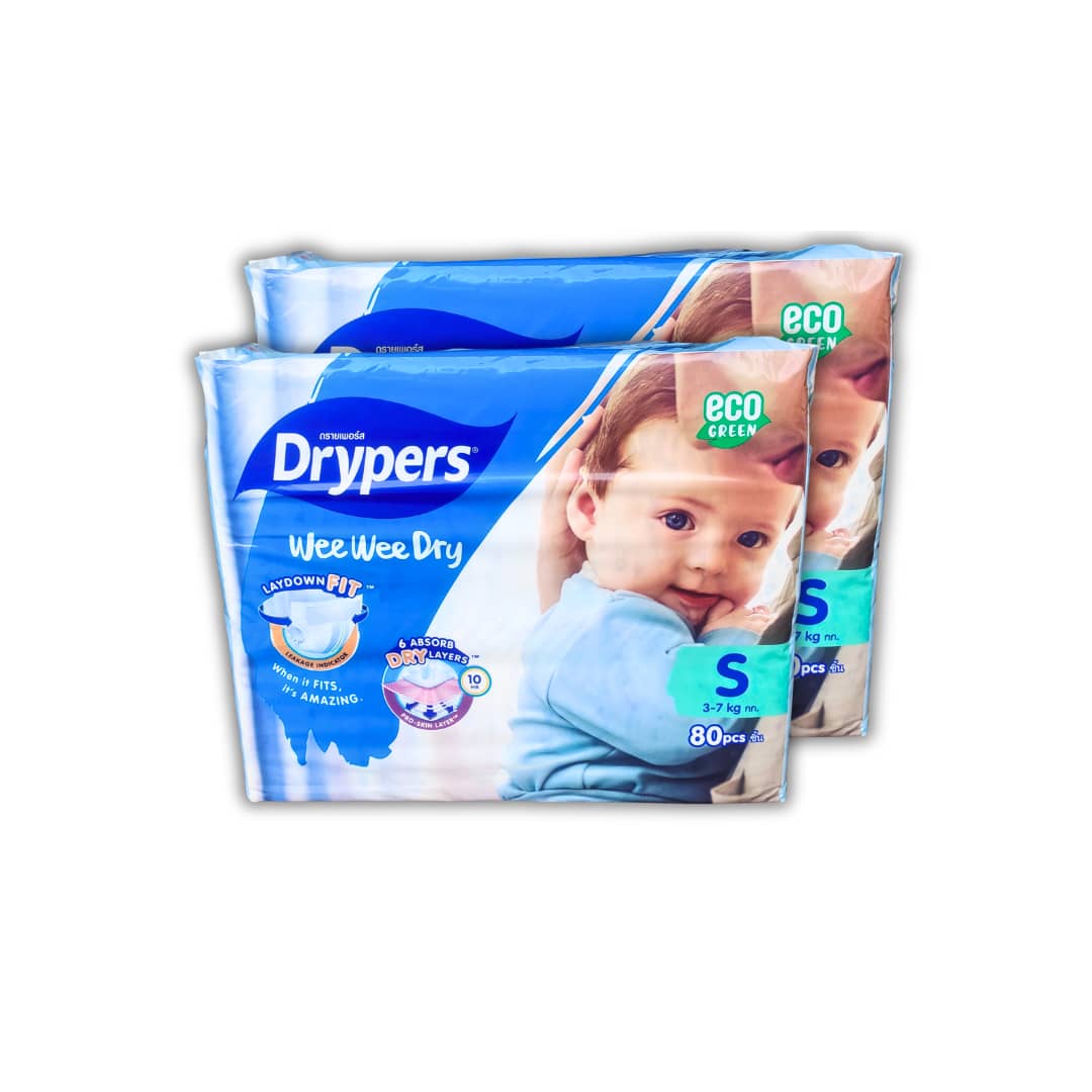 Drypers Wee Wee Dry Mega S  2x80s Twin Pack Bundle [160 pieces]