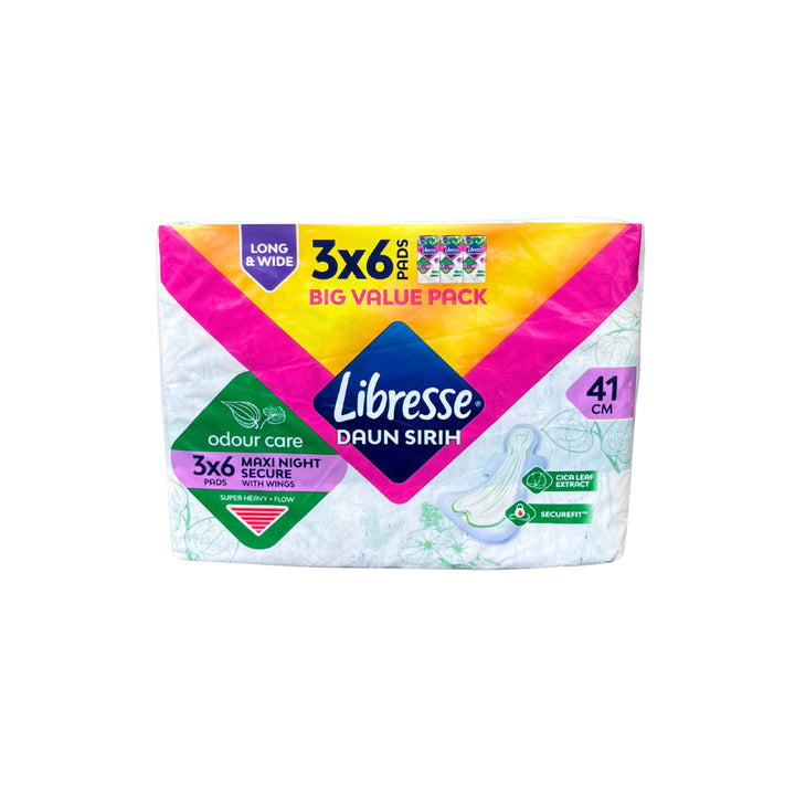 Libresse Daun Sirih Odour Care WB Night Wing 41cm (3X6) Big