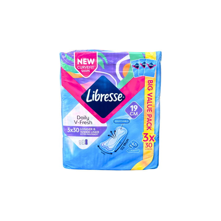 Libresse Long & Wide Slim Pantyliner 19cm (3X30) Big Value