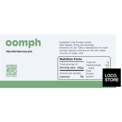 OOMPH Pea Protein Isolate 600g - Nutrition Drinks & Shakes