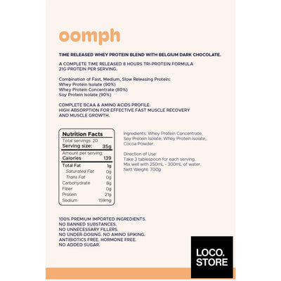 OOMPH Time Released Whey Protein Blend with Belgium Dark
