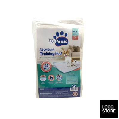 V-Paws Pets Absorbent Training Pad M-L 20 Pads - Pet Diapers