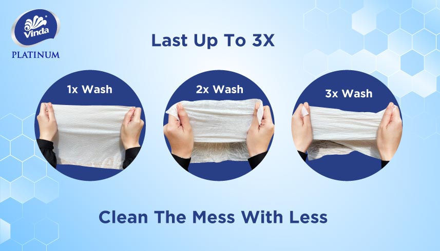 VINDA Platinum Washable Kitchen Rolls 2X75s