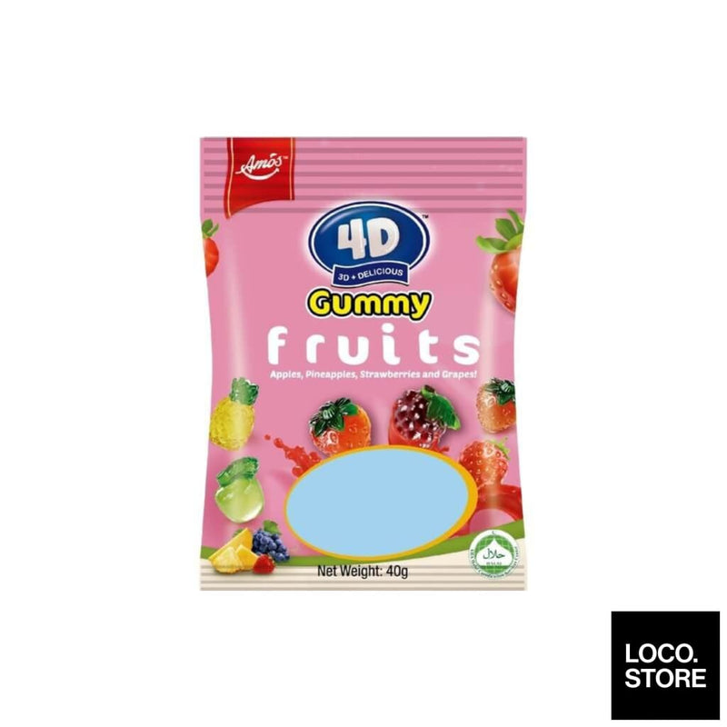 4D Gummy Fruits 40g - Biscuits Chocs & Sweets