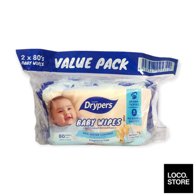 Drypers Baby Wipes Oat Fragrance Free Twin Pack 2x80s - Baby