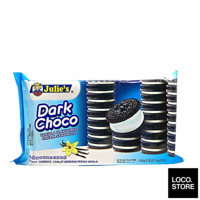 Julies Dark Choco Vanilla Sandwich 145g - Biscuits Chocs & 