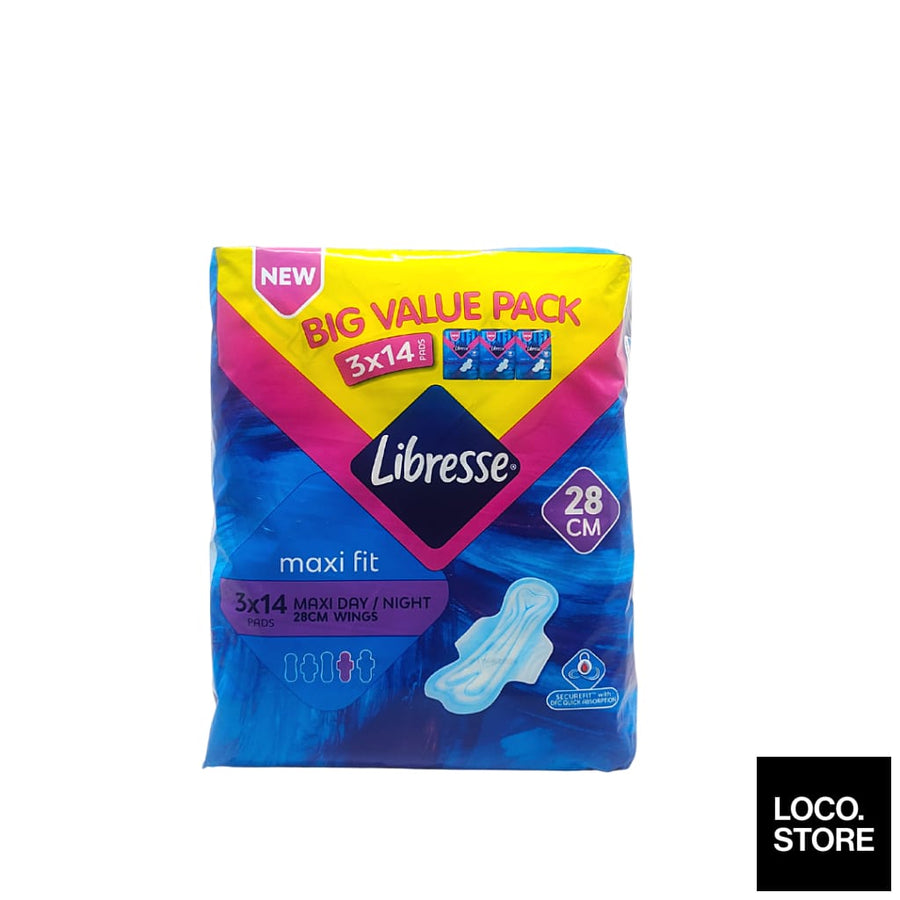 Libresse Feminine Pads Maxi Wing 28cm Big Value Pack 3x14s -