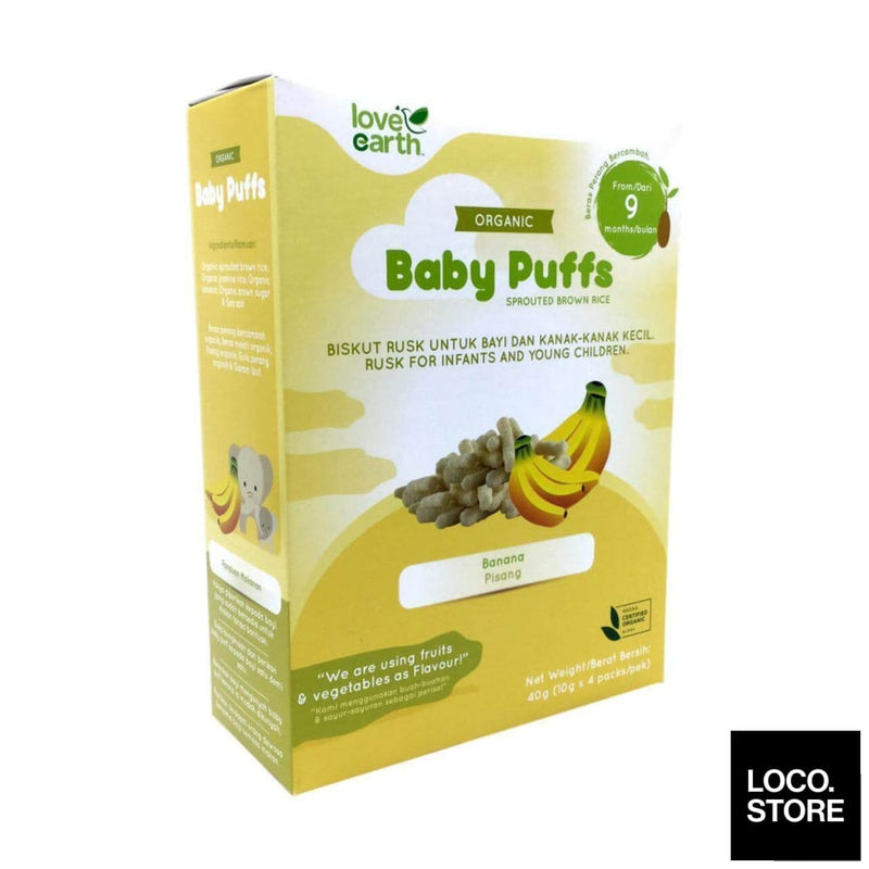 Love Earth Organic Baby Puffs Sprouted Brown Rice Banana 40g